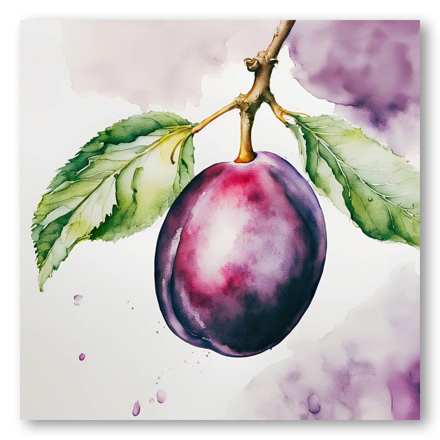 Pflaume, Aquarell, ink - watercolor painting Art Print By Ohkimiko