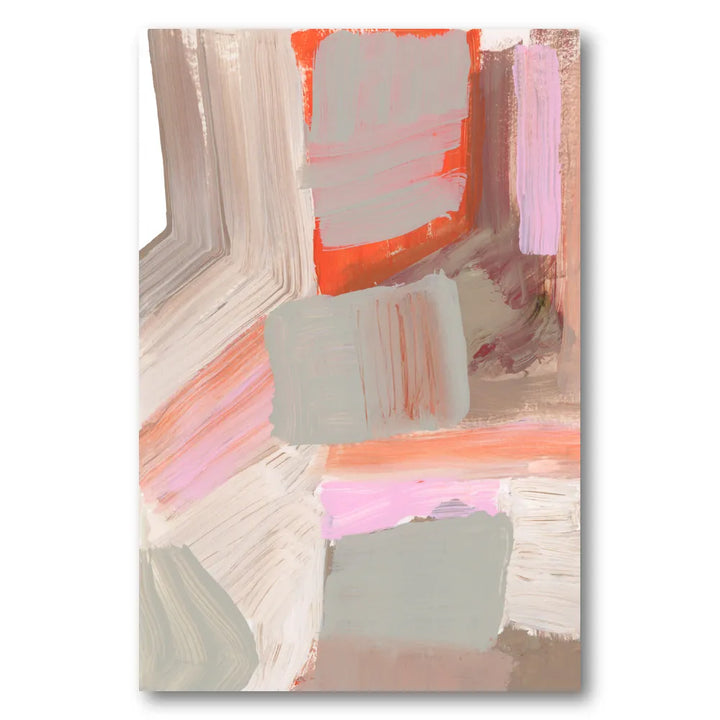 Pink Orange Grey Blocks Art Print