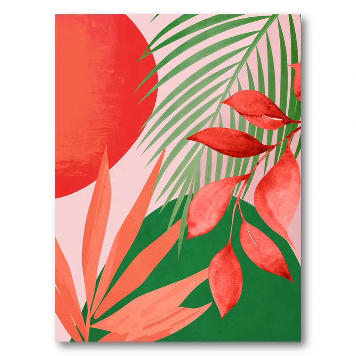 Pink Sunset Leaves Art Print