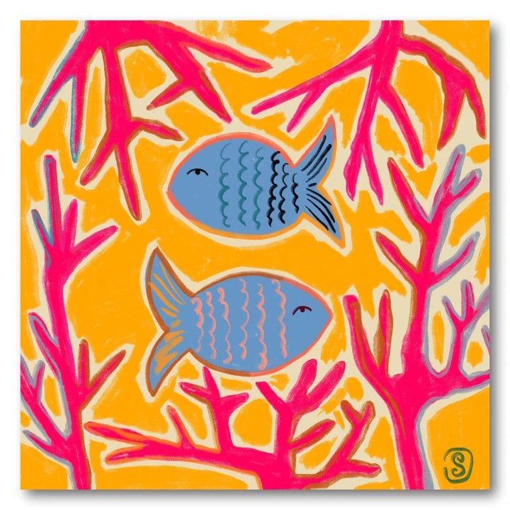 Blue Fish Coral Harmony Art Print