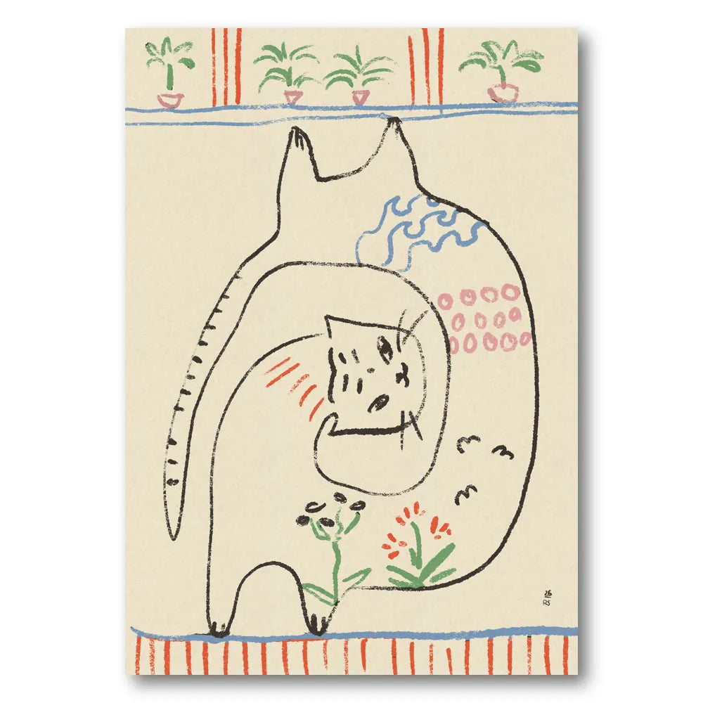 Playful Cats Illustration Art Print