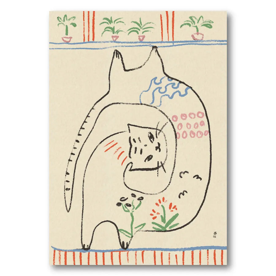 Playful Cats Illustration Art Print