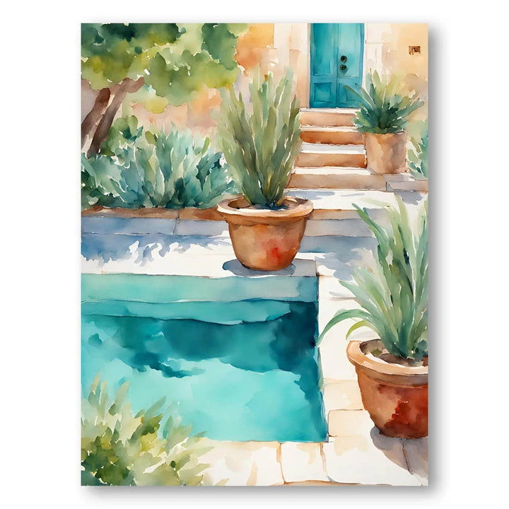 Tranquil Poolside Retreat Art Print