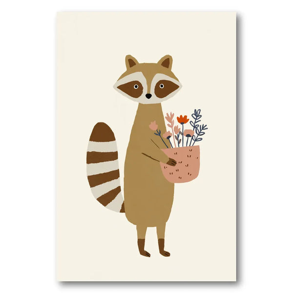 Raccoonwithflowers Art Print