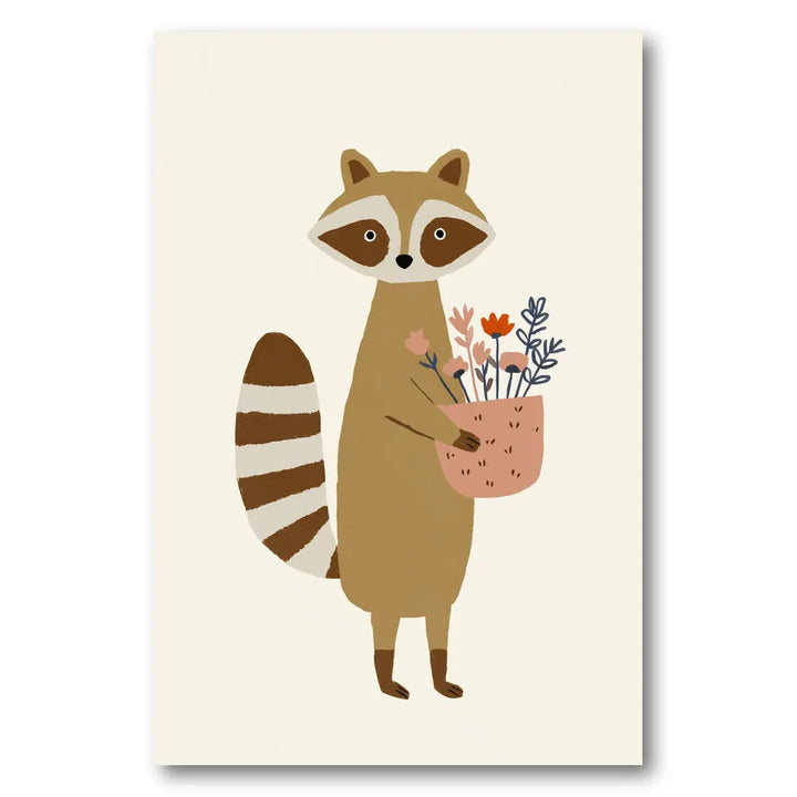 Raccoonwithflowers Art Print