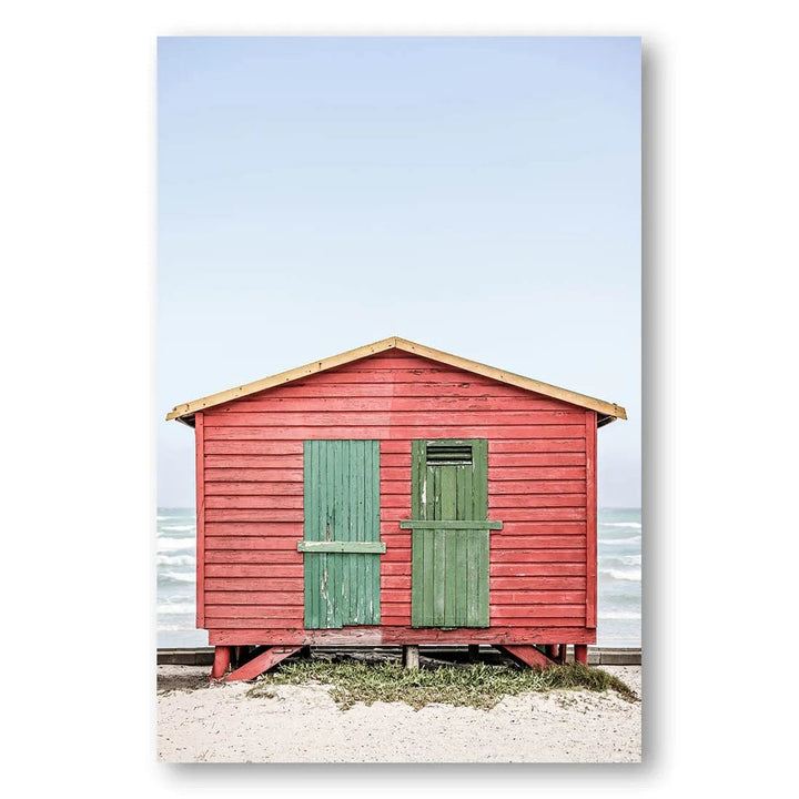 Red Beach HutShelter Photo Print