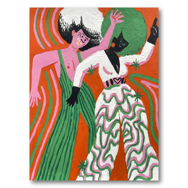 Retro Disco Dancers Art Print
