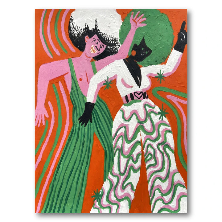 Retro Disco Dancers Art Print