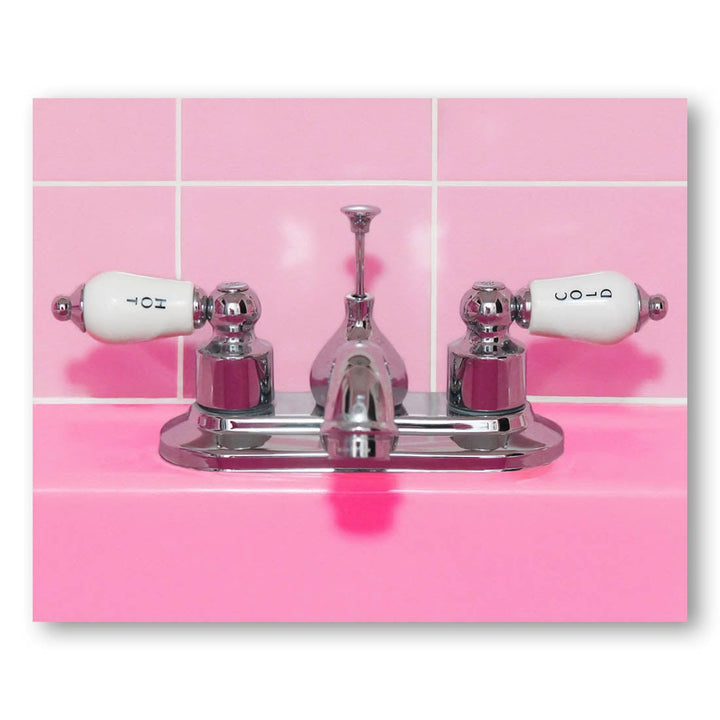 Retro Pink Sink Faucet -  Art Print