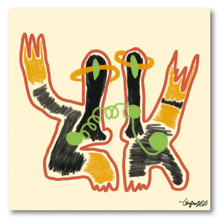 Intertwined Figures with Halo Art Print