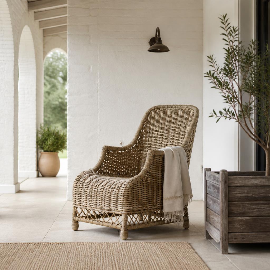 Rattan Steamer Chair styled in a room