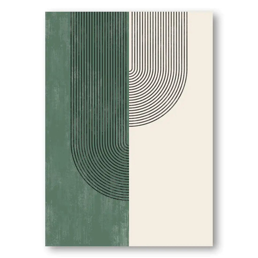 Sage Green Geometric Mid-Century Abstract Art Print 1