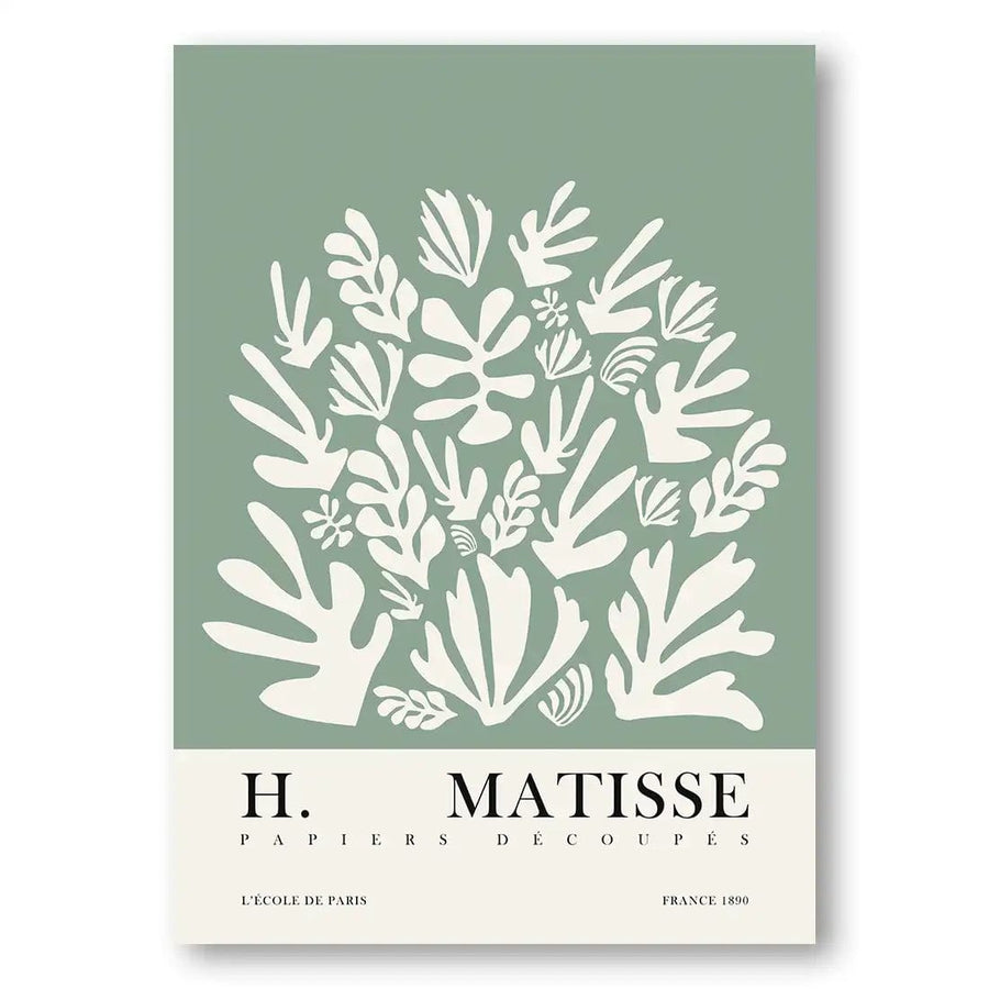 Sage Green Matisse Floral Mid-Century Modern Art Print 2