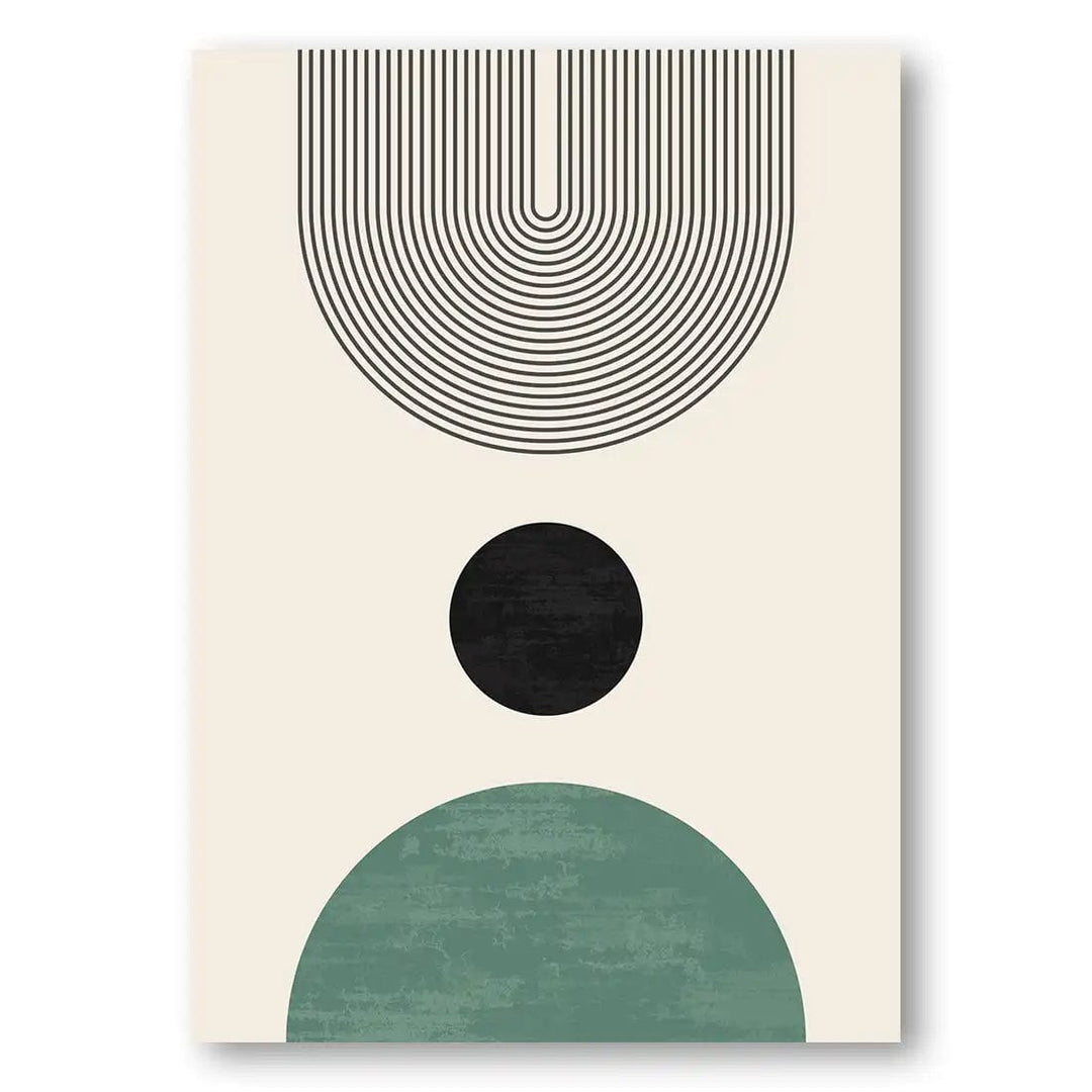 Sage Green & Black Geometric Mid-Century Abstract Art Print 2