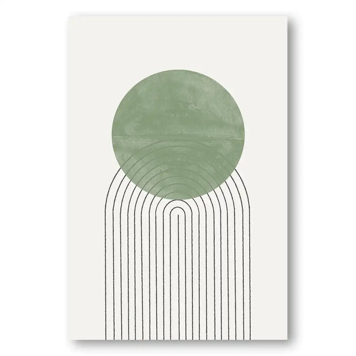 Sage Green & Black Mid-Century Modern Art Print 4