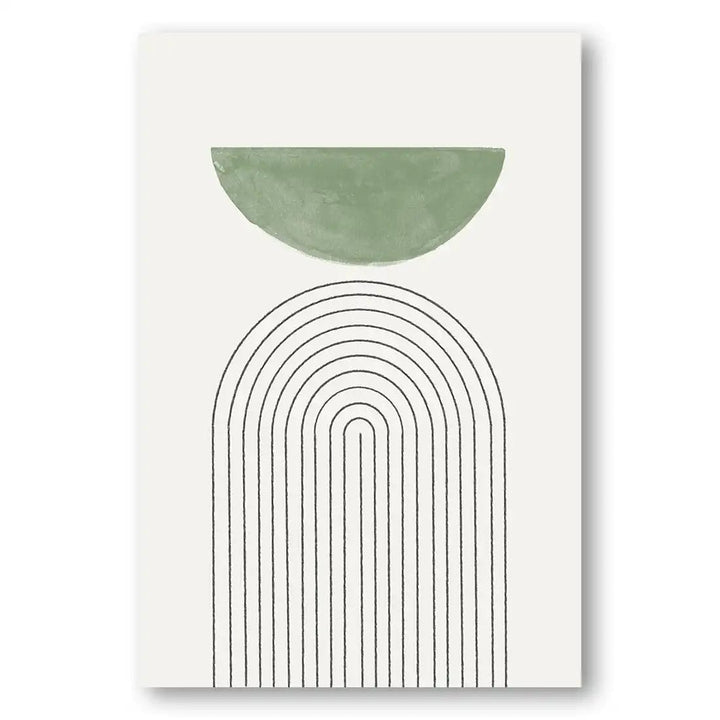 Sage Green & Black Mid-Century Modern Art Print 5