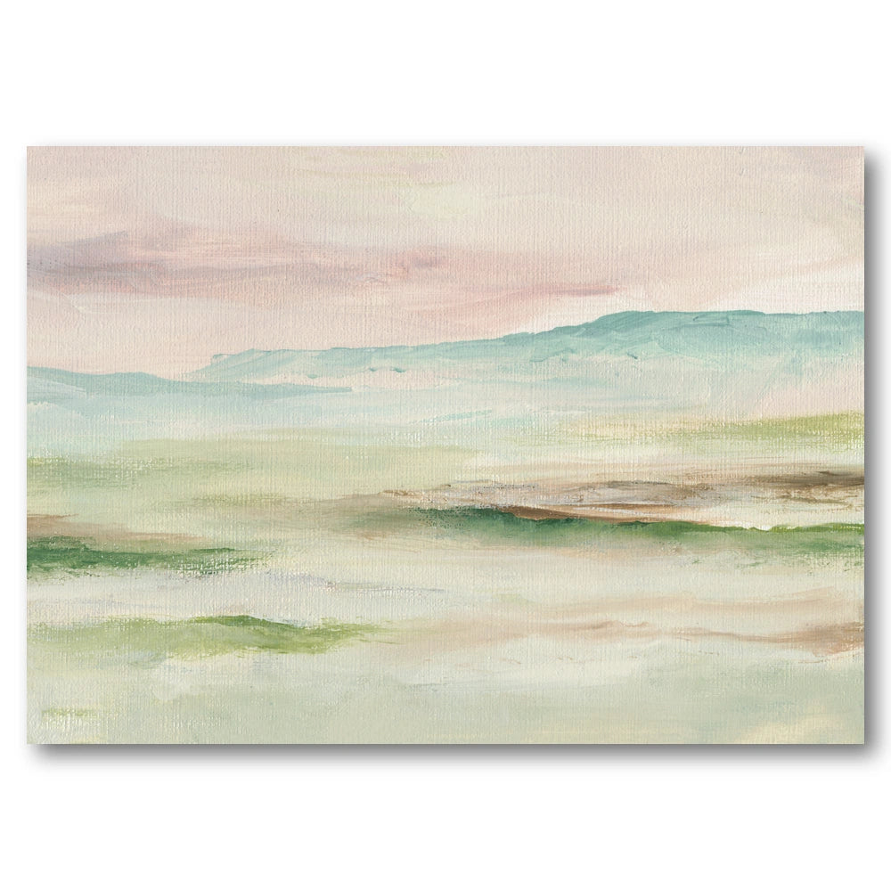 Sage Meadow Under Blush Sky Art Print