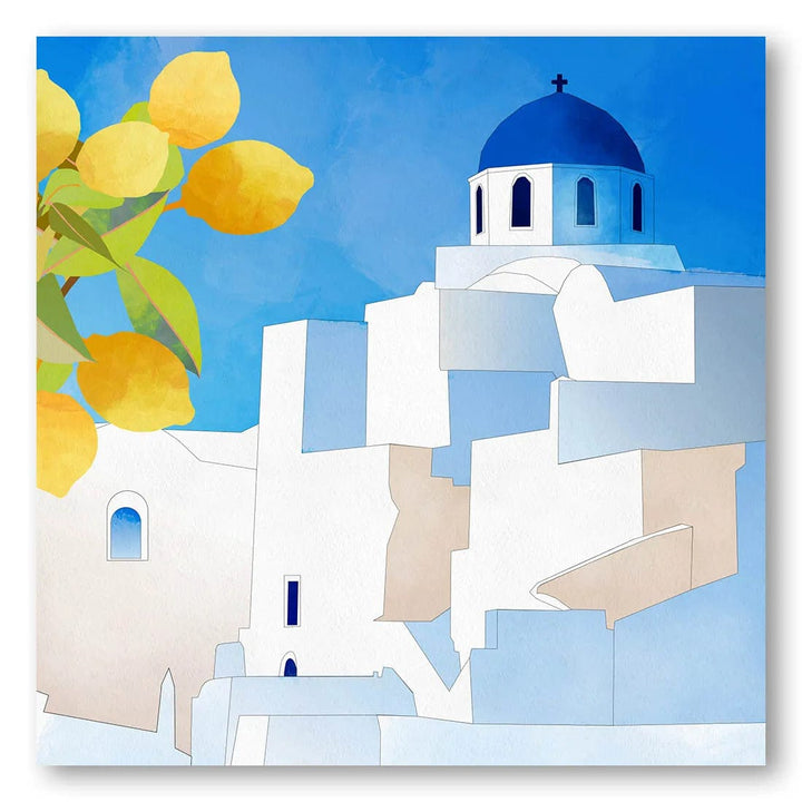 Santorini Lemons Retreat Art Print