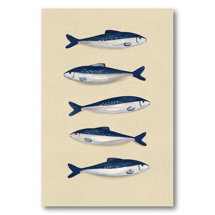 Five Blue Sardines Art Print