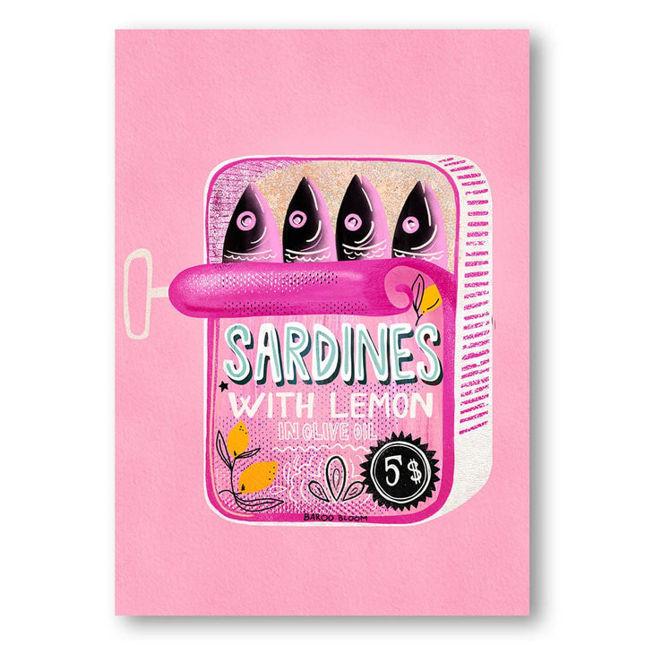 Sardines Tin Can Pink -  Art Print