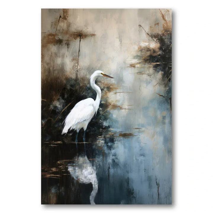 Elegant Heron Reflections Art Print