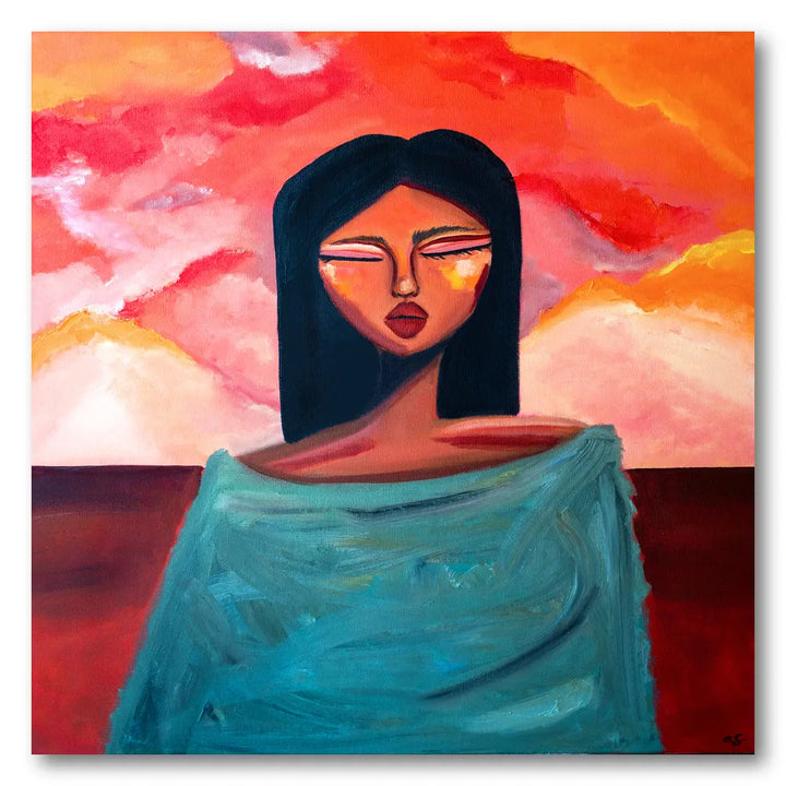Serene Sunset Portrait Art Print