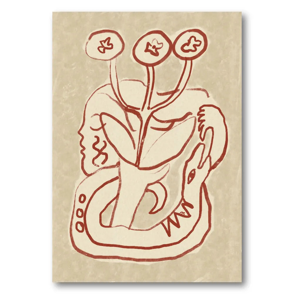 Serene Woman and Snake Art Print