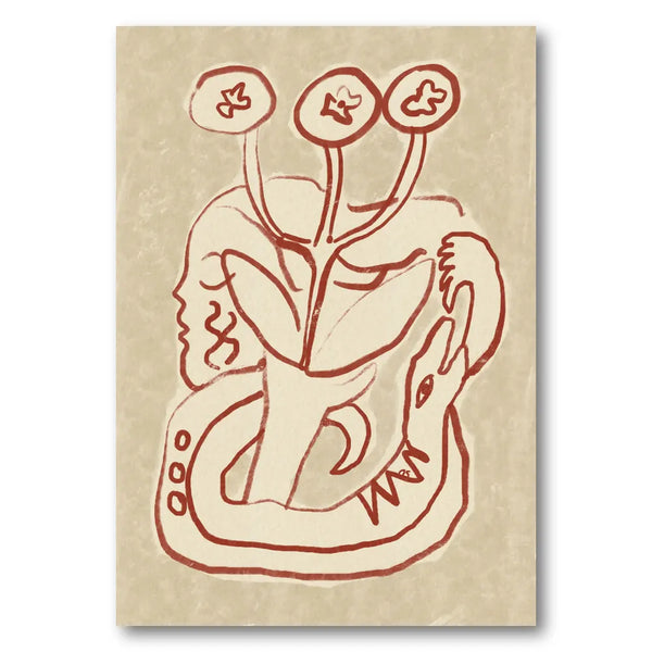 Serene Woman and Snake Art Print