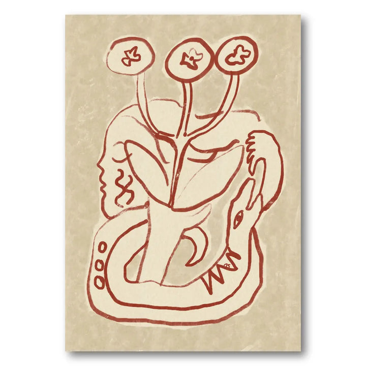 Serene Woman and Snake Art Print