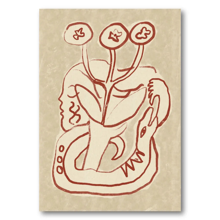 Serene Woman and Snake Art Print