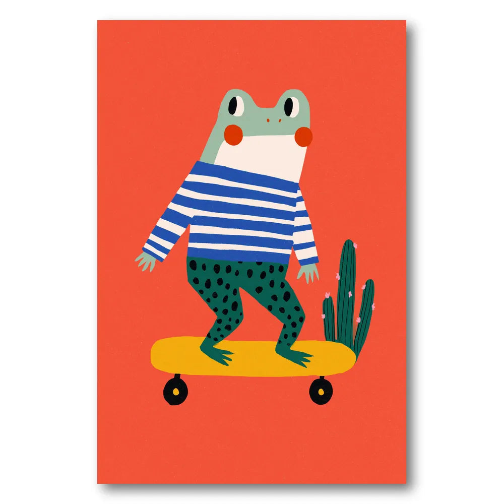 Skating frog Art Print