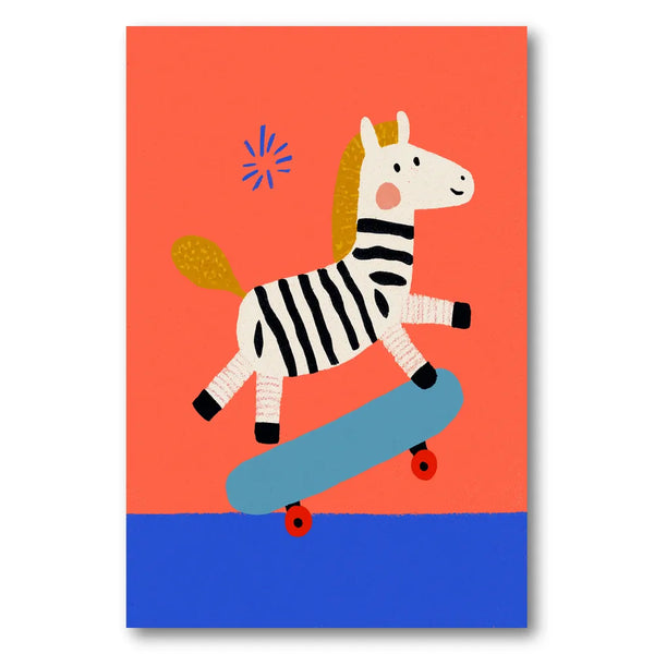 Skating zebra Art Print