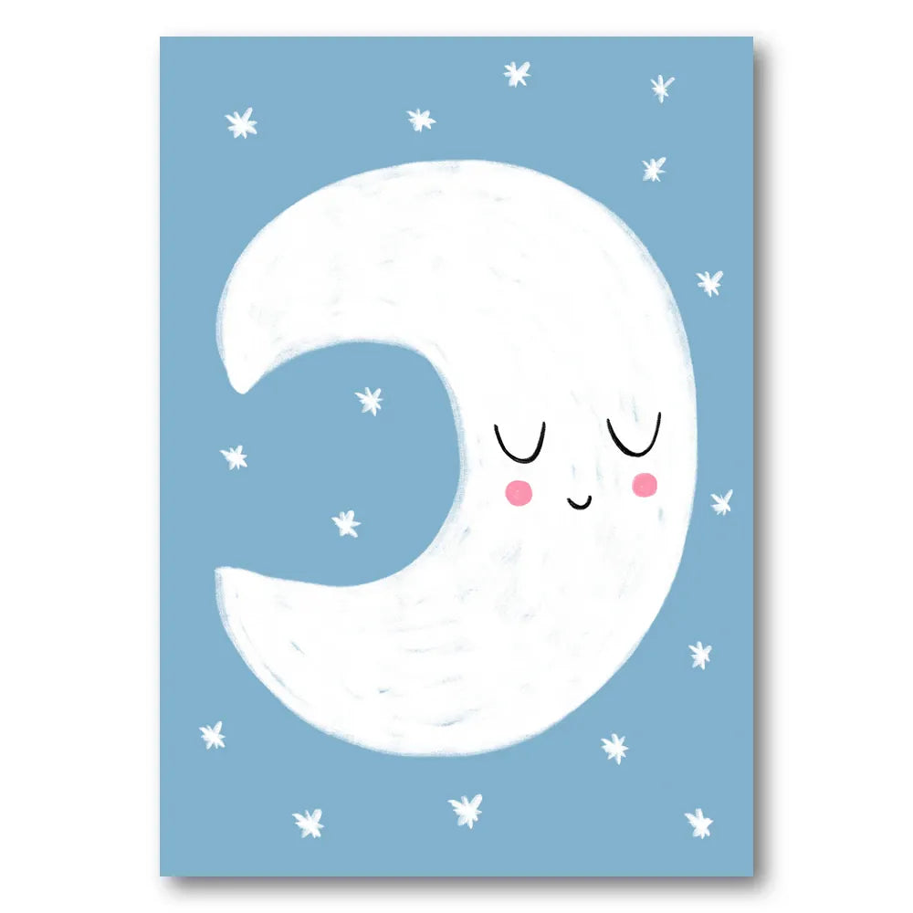 Sleepy Crescent Moon Art Print