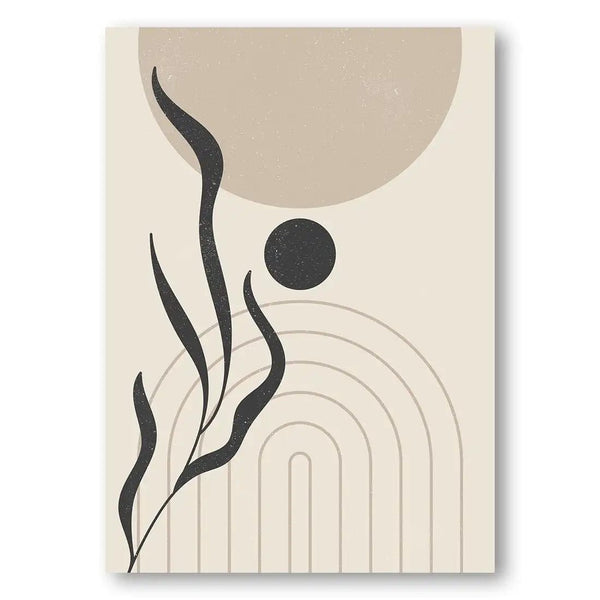 Soft Beige Boho Floral Abstract Art Print 3