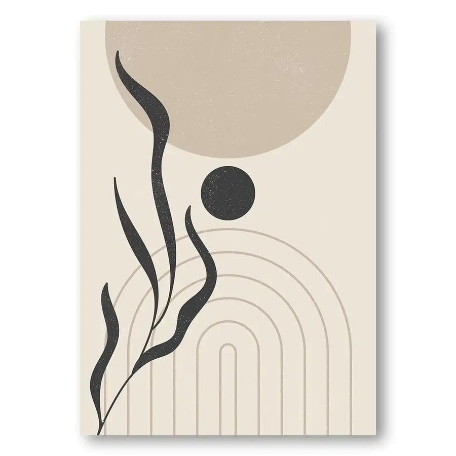 Soft Beige Boho Floral Abstract Art Print 3