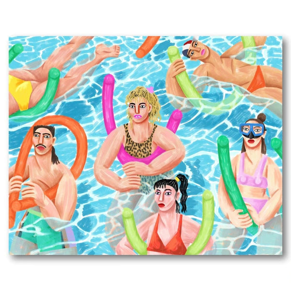 Vibrant Pool Party Characters Art Print
