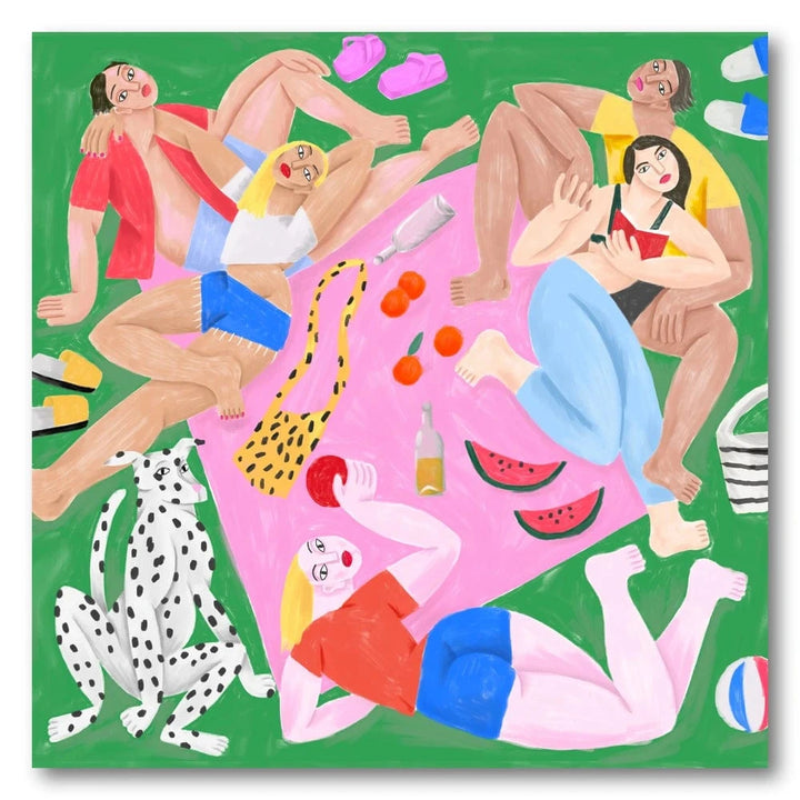 Colorful Picnic on Grass Art Print