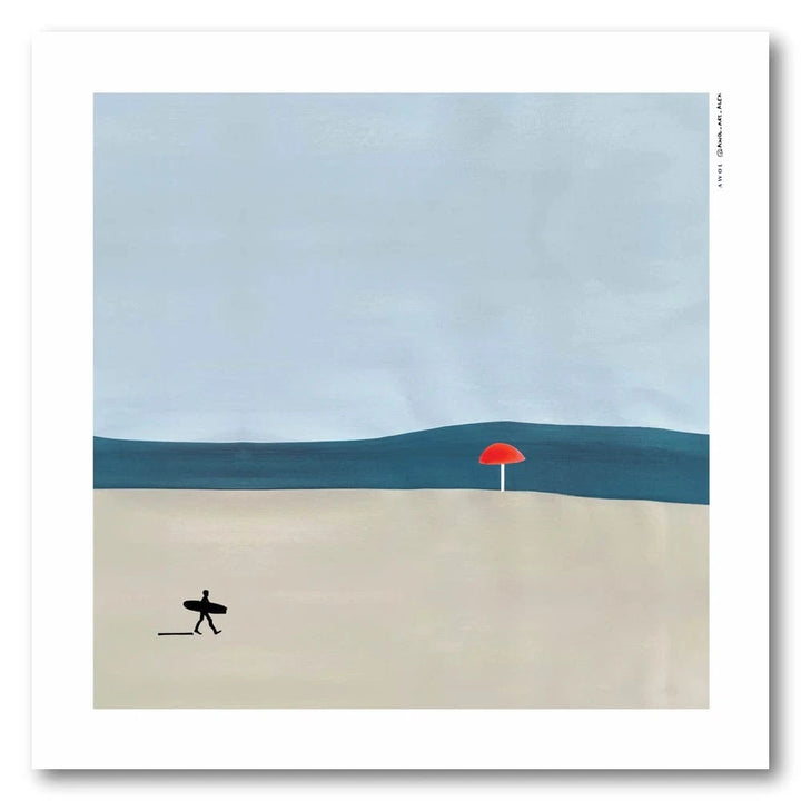 Surfers Tranquil Beachscape Art Print
