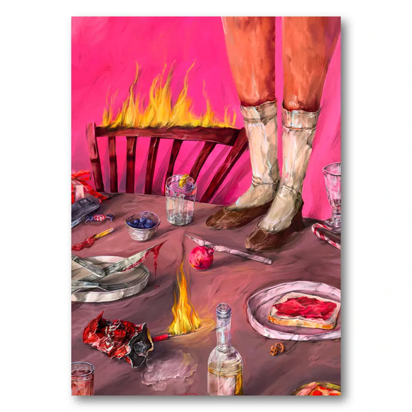 Surreal Burning Table Art Print