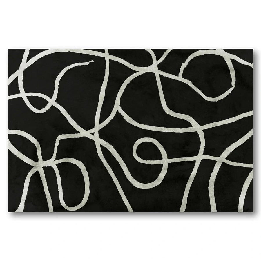 Monochrome Labyrinth Elegance Ivory Curves On Black Field Art Print