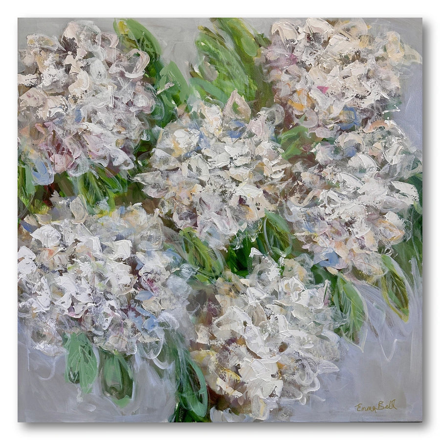 Textured White Flowers Art Print