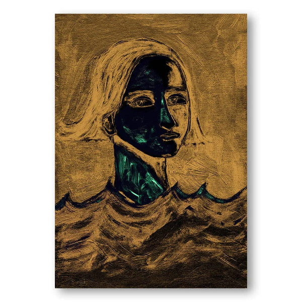 Swimmer In Tan Waves Art Print