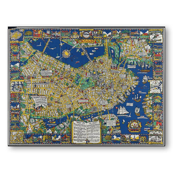 The Colour of an Old City A Map of Boston Decorative and Historical Art Print