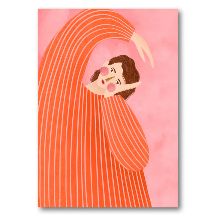 Thoughtful Girl in Stripes Art Print