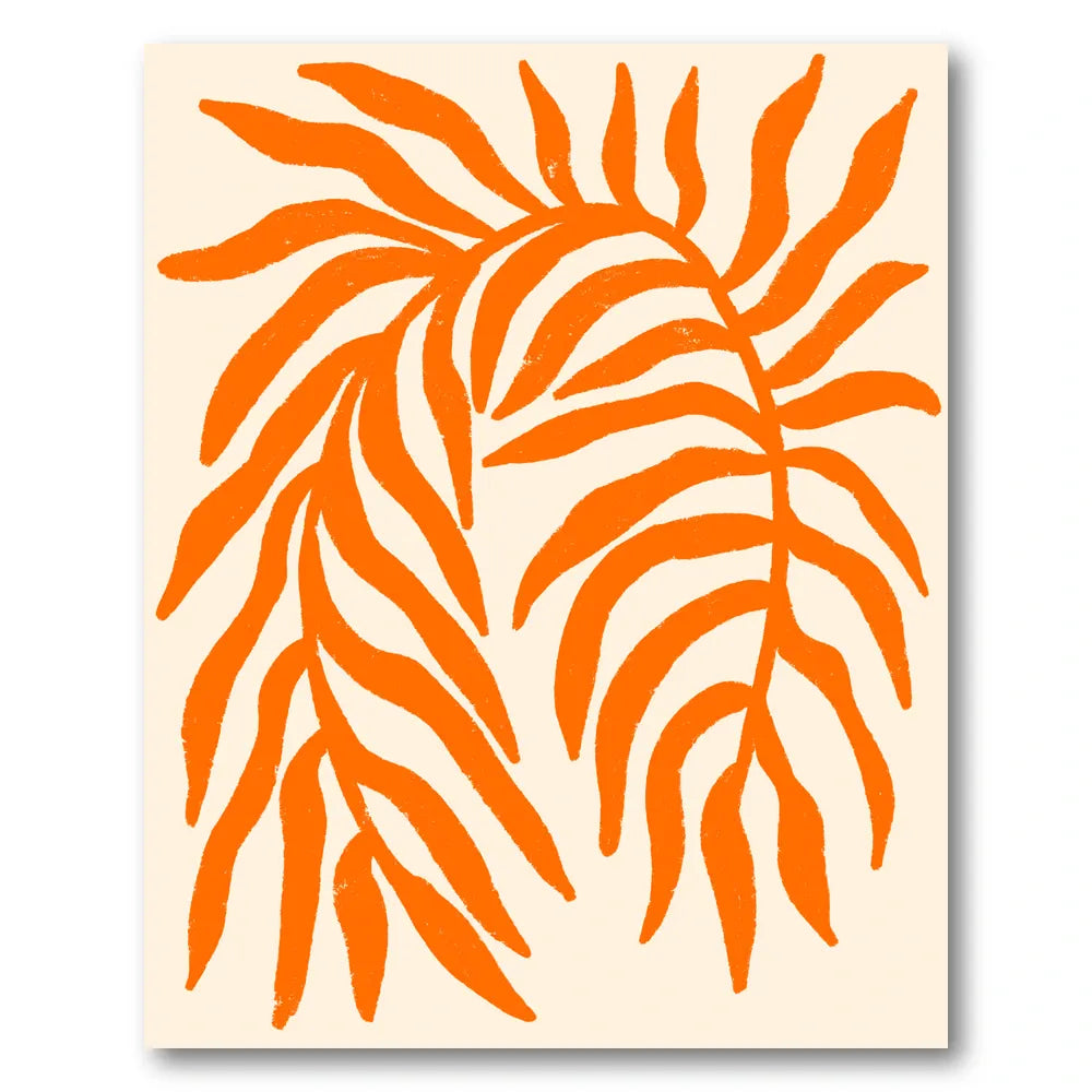 Tropical Orange Leaves Art Print