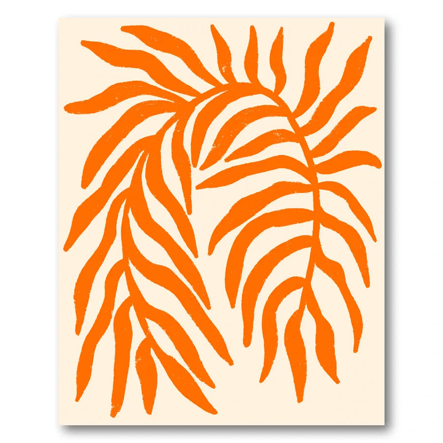 Tropical Orange Leaves Art Print