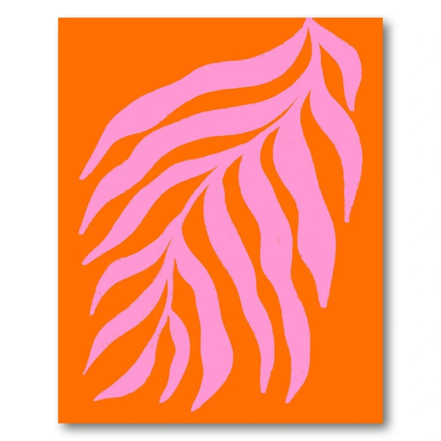 Pink Palms on Orange Art Print