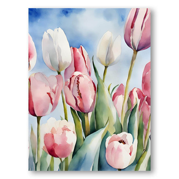 Tulpenfeld - watercolor painting Art Print By Ohkimiko