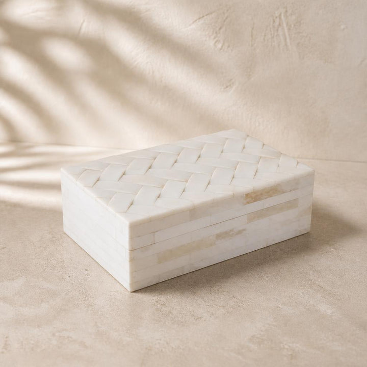 White Bone Lattice Box, Large, studio view
