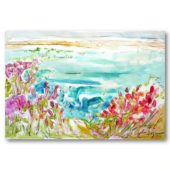 Floral Lakeside Serenity Art Print